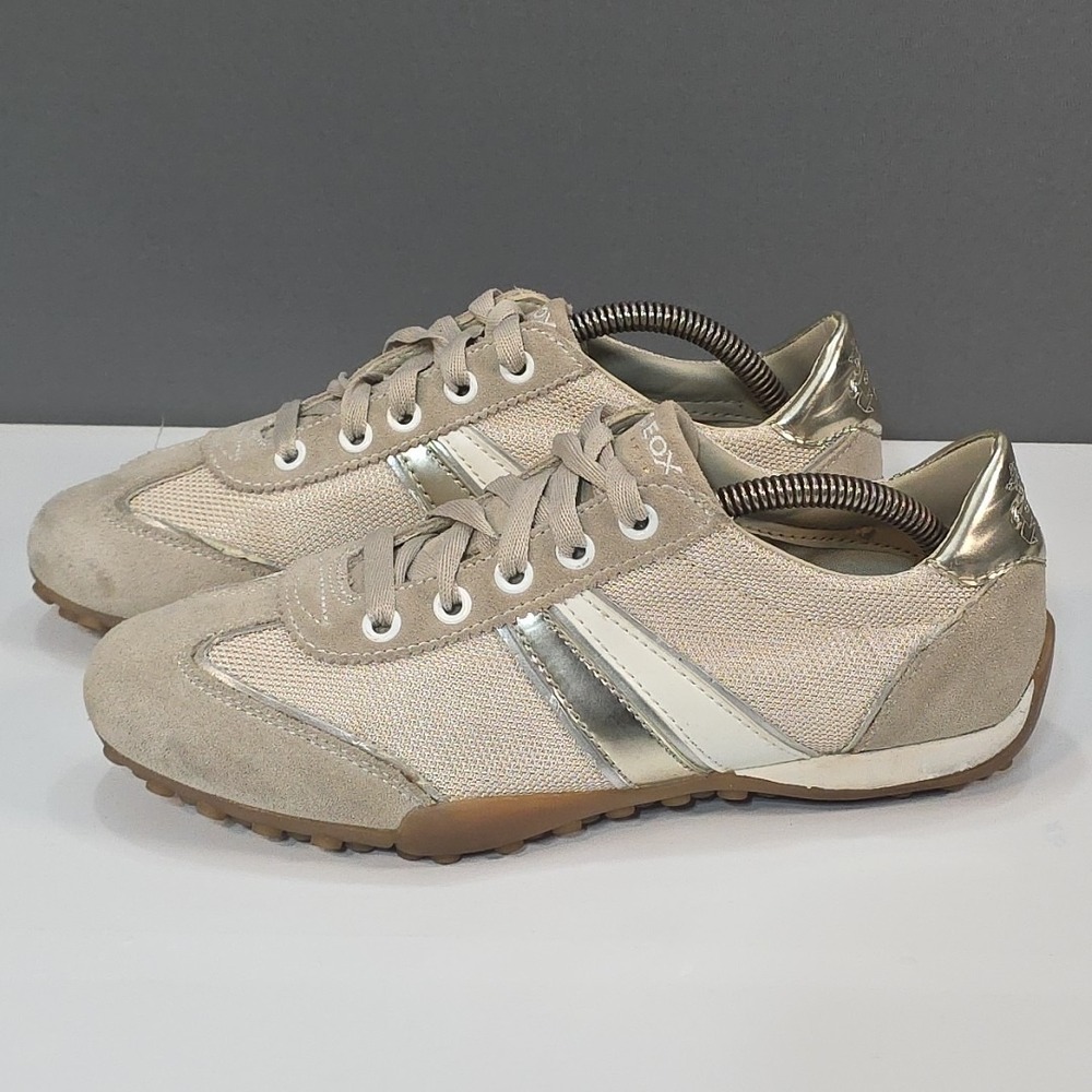 Geox‎ Respira Tennis Sneaker Women's Size US 8 Beige Gum Bottom